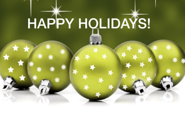happy holidays - Green baubles